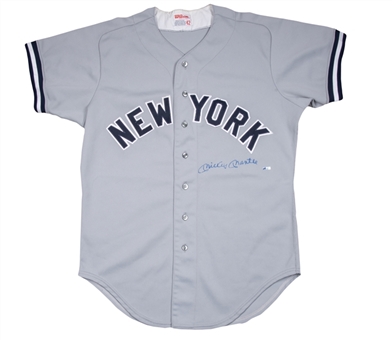 Mickey Mantle Single Signed New York Yankees Road Jersey (Beckett)